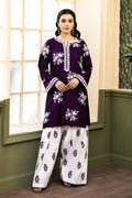 Embroidered lawn 2pc Purple
