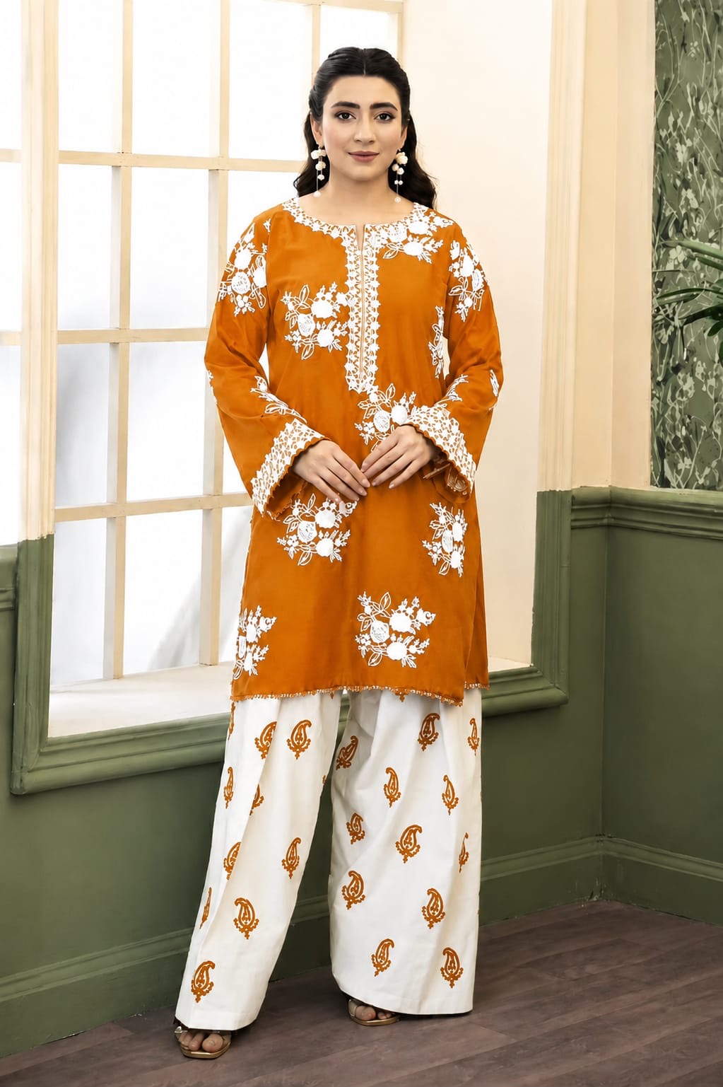 Embroidered Lawn 2pc Mustard