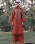 Zara shahjahan dhanak 3pc(rust orange)