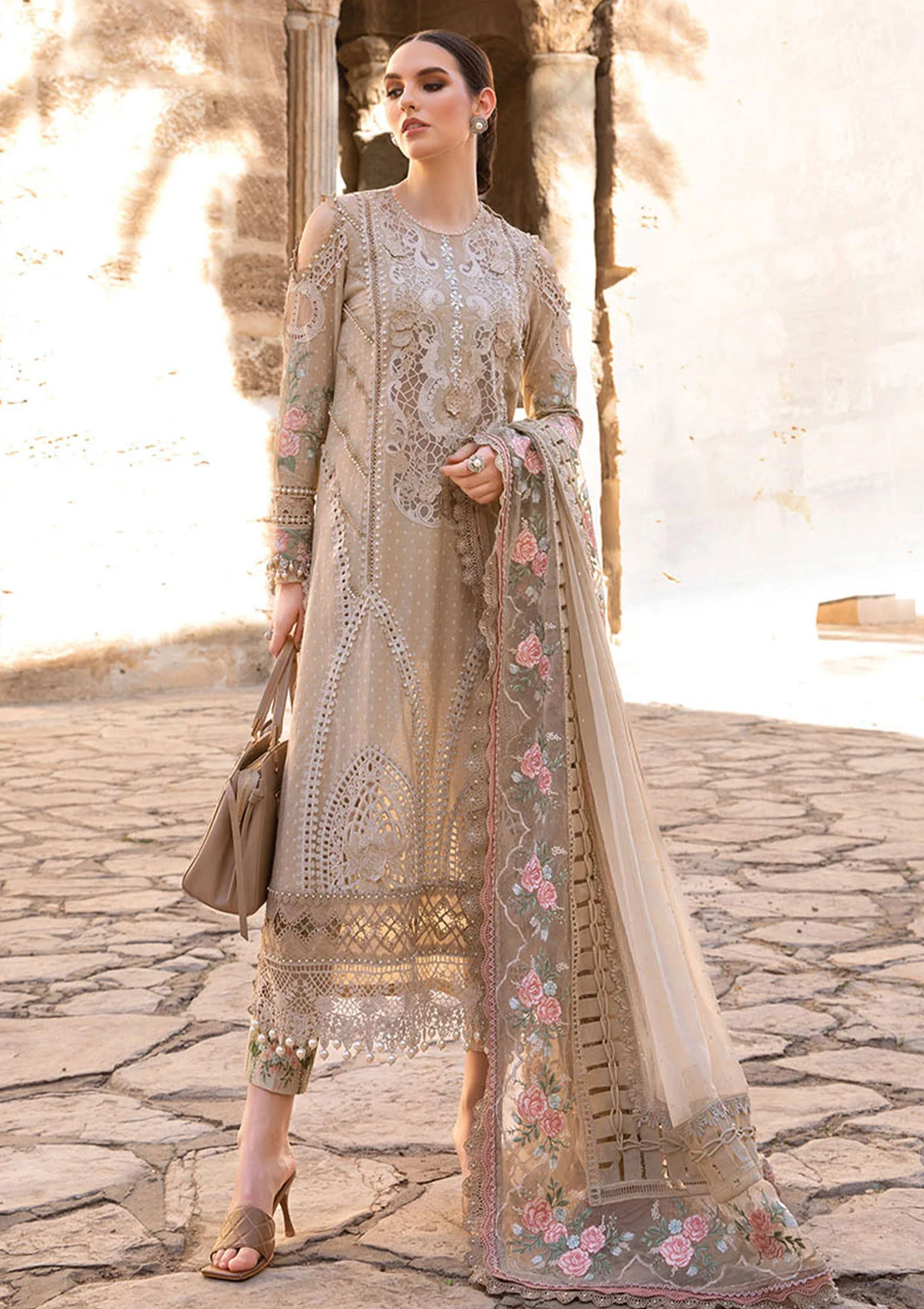 Maria b Viscose 3Pc (Beige)