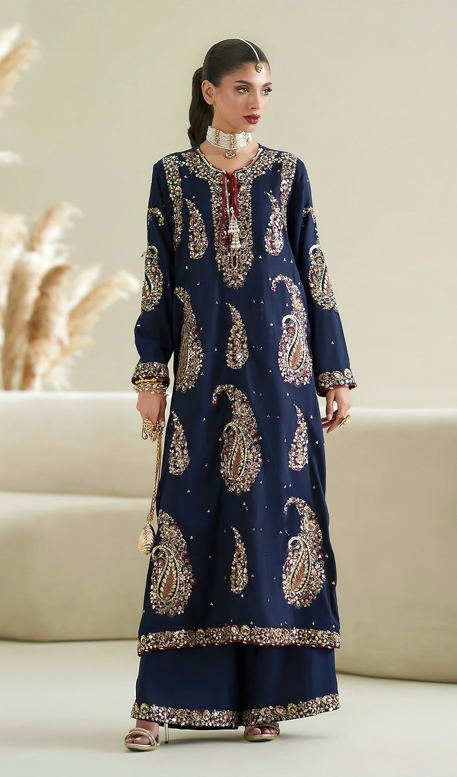 Ethnic Silk  2 pc Embroidered blue