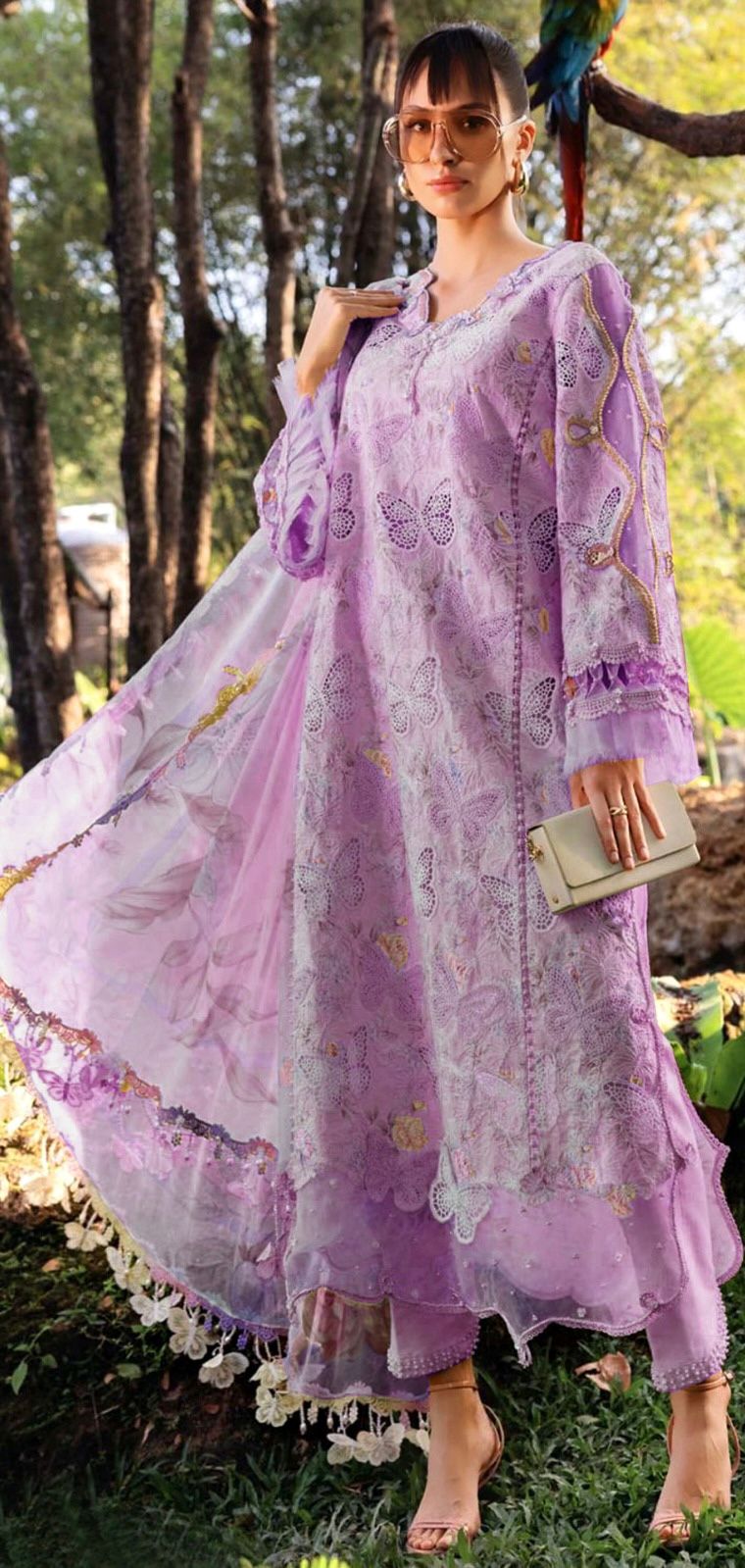 Maria B Butterfly 3pc Lawn(purple)