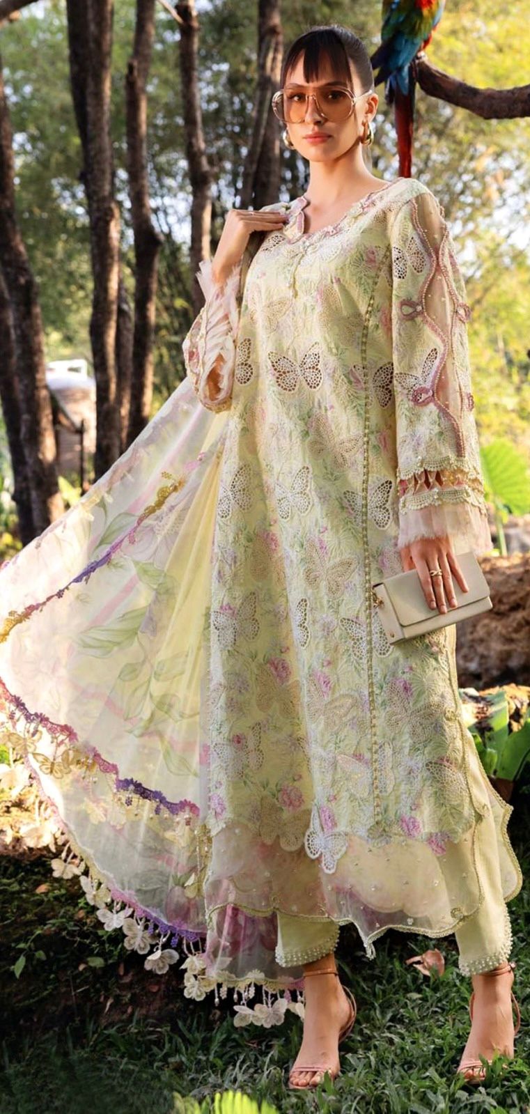 Maria B Butterfly 3pc Lawn yellow