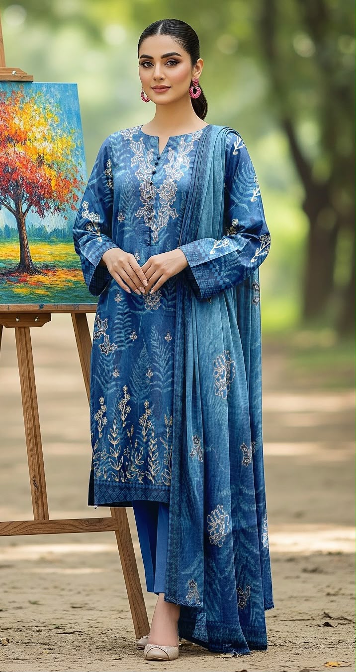 Sana Noor Print+Embroidered Lawn 3pc