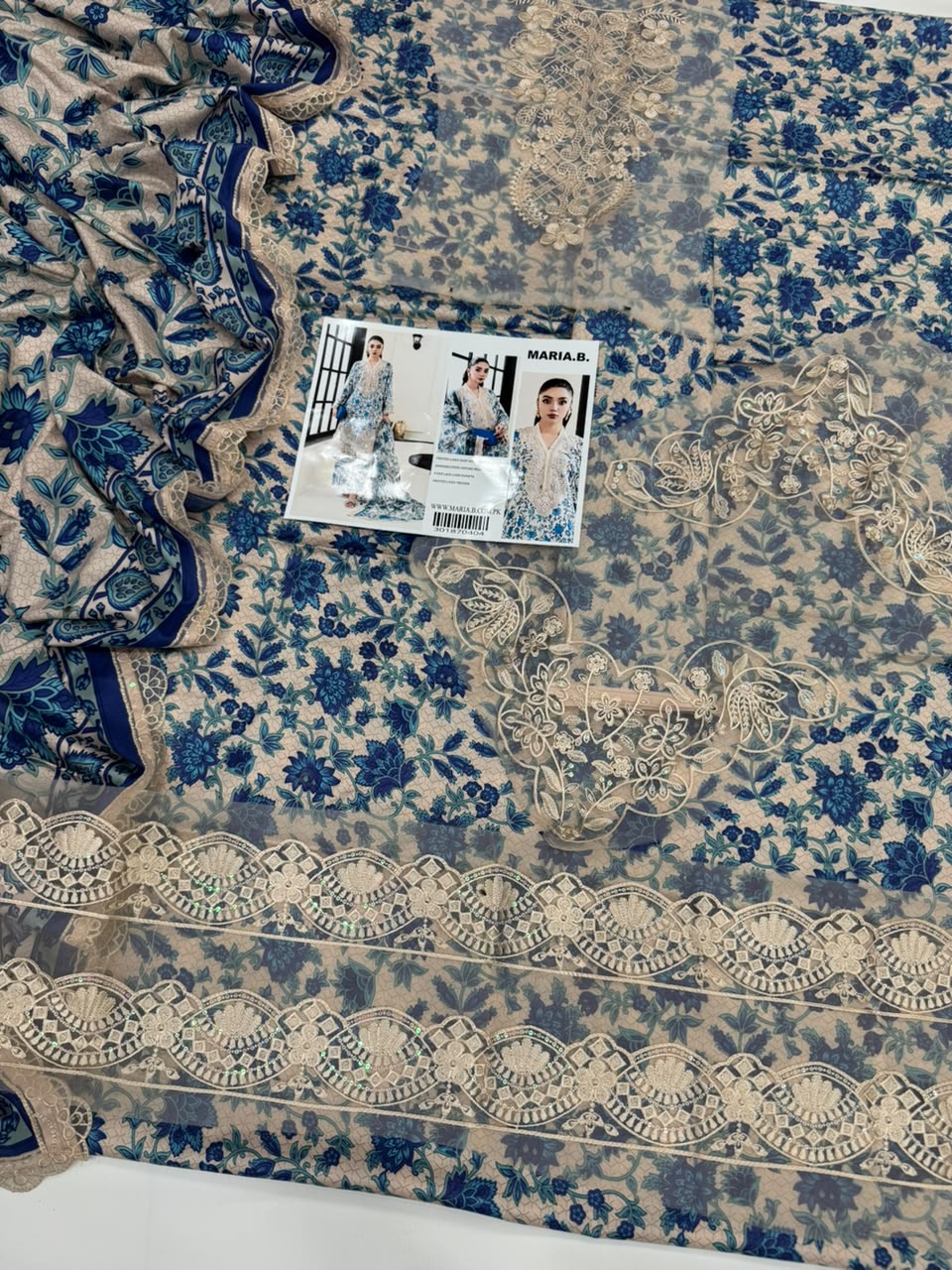 Maria B Linen 3pc-Blue/White